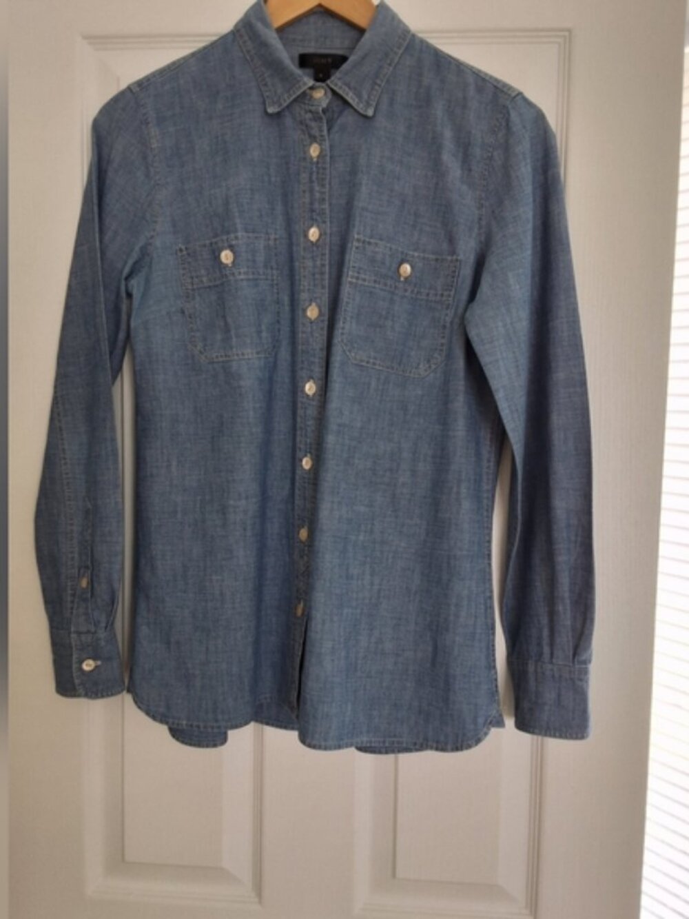 J. Crew Women's Chambray Button-Up Shirt Jacket - Light Blue